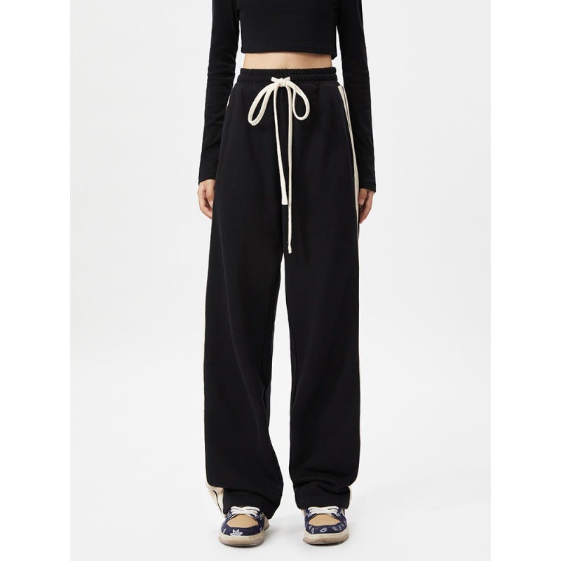 Petite Side Stripe Brown Joggers Retro Casual Black regular - Image 1