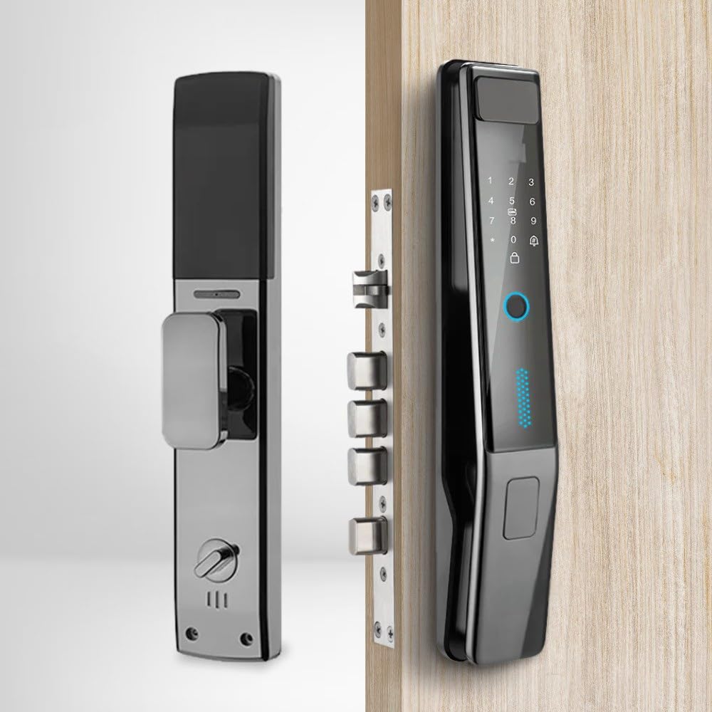 Escozor EMM04 Premium Smart Digital Pushpull Fingerprint Lock for Main Door with FingerprintPasswordSmart CardMechanical Keys WiFi Smart Life Mobile App35mm to 70mm Door Thickness