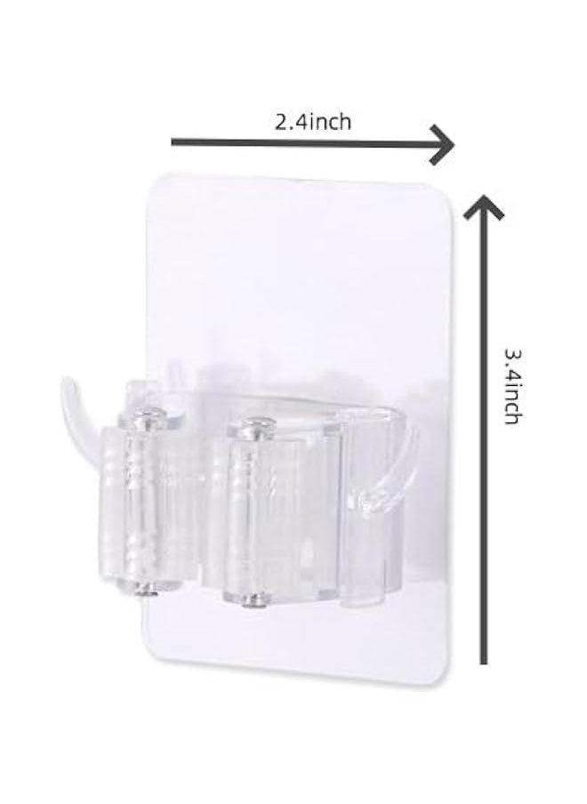 HOOKOR Broom Holder Wall Mount, 4 Pack New Version Broom Holder, Super Anti-Slip Mop and Broom Holder Wall Mount, Adhesive Broom Hanger Mop Organizer Wall Hanging for Bathroom, Kitchen, Laundry Room  - Image 2
