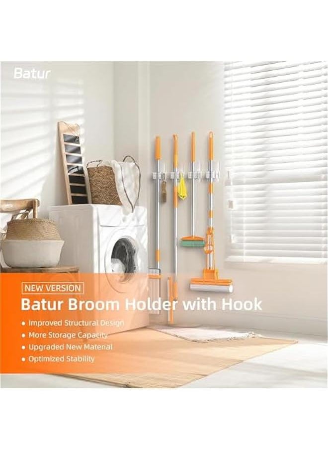 HOOKOR Broom Holder Wall Mount, 4 Pack New Version Broom Holder, Super Anti-Slip Mop and Broom Holder Wall Mount, Adhesive Broom Hanger Mop Organizer Wall Hanging for Bathroom, Kitchen, Laundry Room  - Image 5