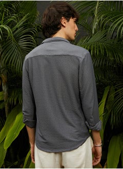 Campus Sutra Men's Space Grey Hive-Textured Shirt  - Image 5