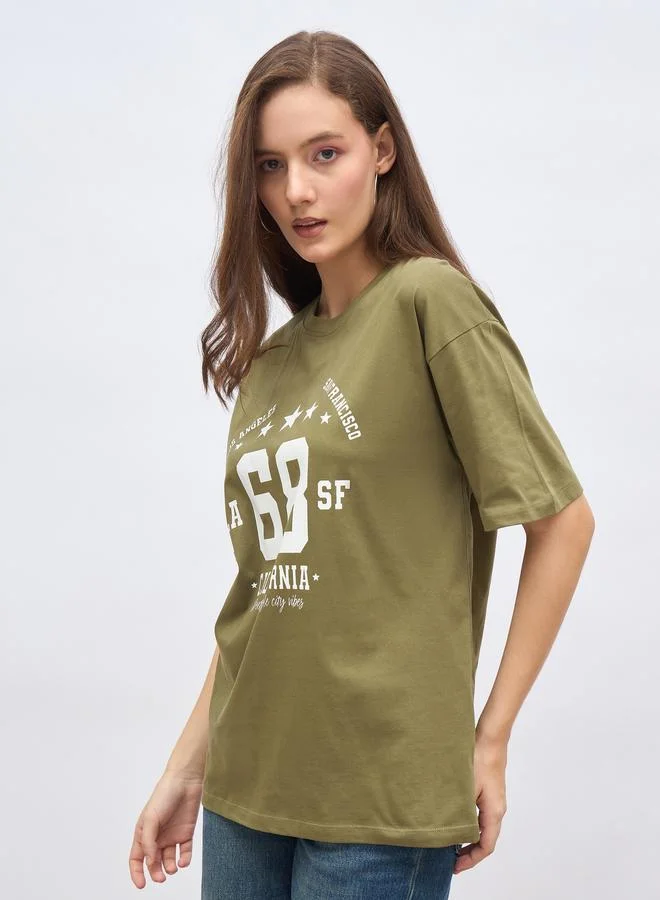 Styli Styli Graphic Print Oversized Longline T-Shirt