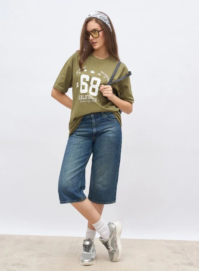 Styli Styli Graphic Print Oversized Longline T-Shirt