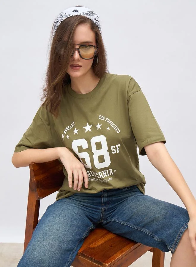 Styli Styli Graphic Print Oversized Longline T-Shirt