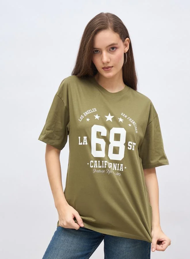 Graphic Print Oversized Longline T-Shirt