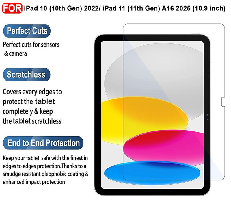 Cedo iPad 10 (10th Gen) 2022/11 (11th Gen) A16 2025 (10.9 inch) Tempered Glass | Screen Protector Clear Tempered Glass for iPad 10 (10th Gen) 2022/11 (11th Gen) A16 2025 10.9 inch - Image 2