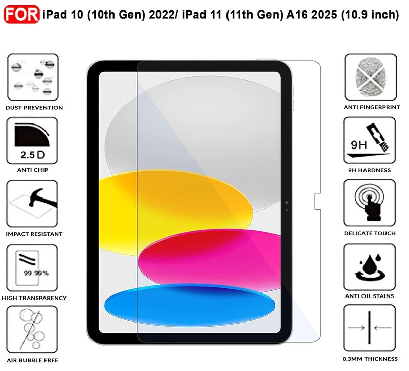 Cedo iPad 10 (10th Gen) 2022/11 (11th Gen) A16 2025 (10.9 inch) Tempered Glass | Screen Protector Clear Tempered Glass for iPad 10 (10th Gen) 2022/11 (11th Gen) A16 2025 10.9 inch - Image 3