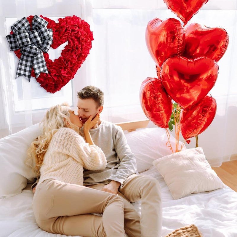 NUTIKAS Valentines Day Decor - Wreaths for Front Door Outside 17" Valentine Decorations for The Home Heart Shaped Wreath for Outdoor Valentine's Day Wreath San Valentin - Image 4