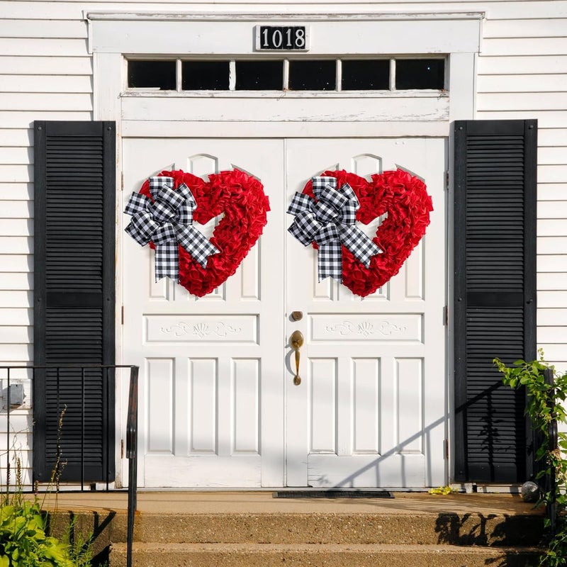 NUTIKAS Valentines Day Decor - Wreaths for Front Door Outside 17" Valentine Decorations for The Home Heart Shaped Wreath for Outdoor Valentine's Day Wreath San Valentin - Image 5