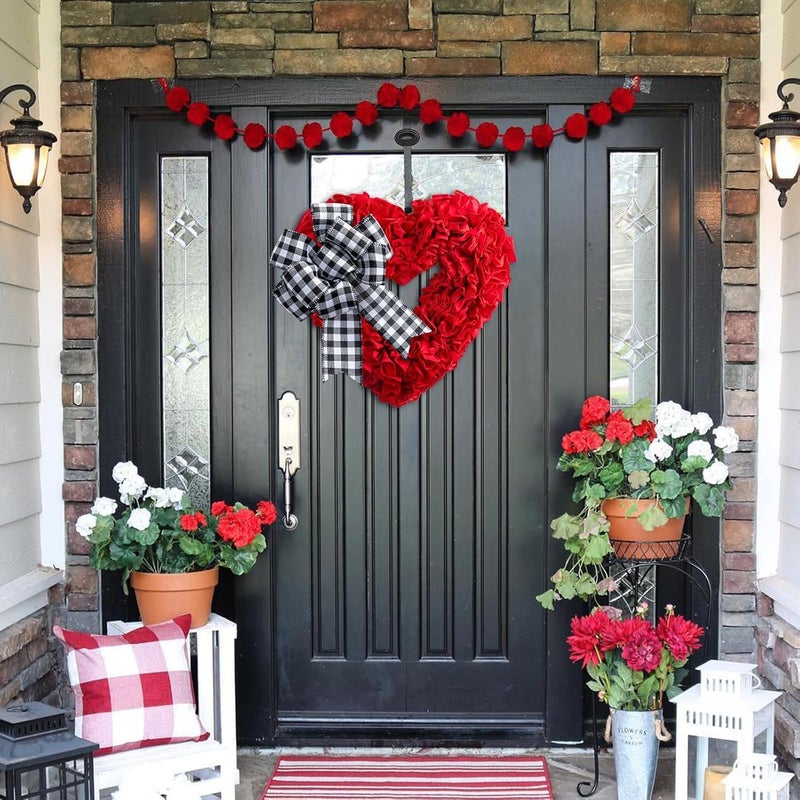 NUTIKAS Valentines Day Decor - Wreaths for Front Door Outside 17" Valentine Decorations for The Home Heart Shaped Wreath for Outdoor Valentine's Day Wreath San Valentin - Image 2
