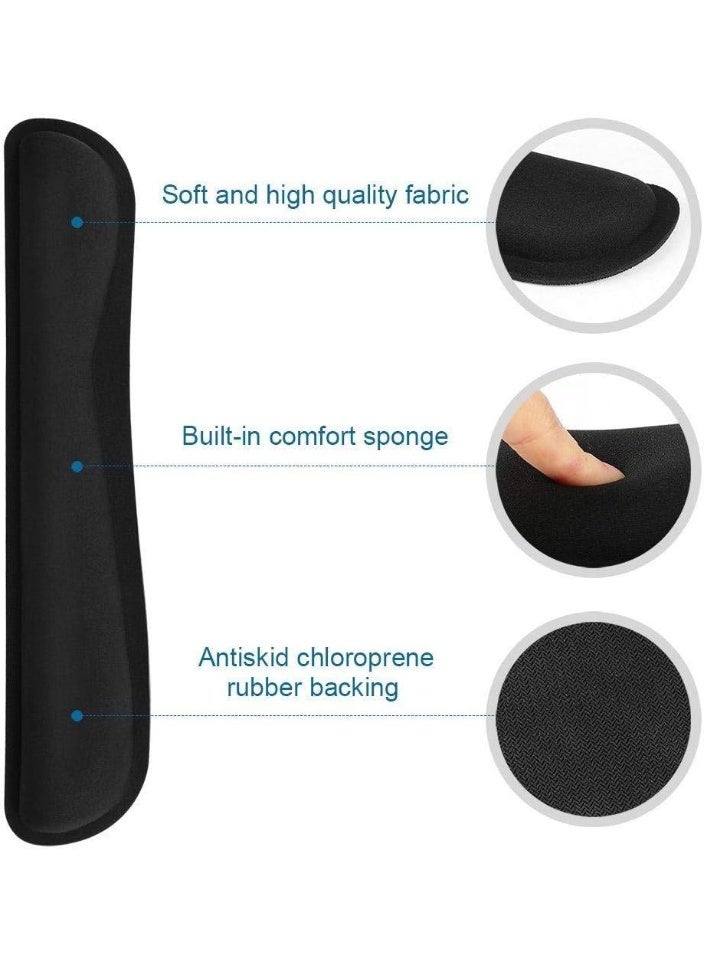 VIUAUAX وسادة مسند معصم من الإسفنج المرن ووسادة مسند معصم للماوس للعمل والألعاب والمكتب والكمبيوتر المحمول وماك - مجموعة من 2، مقاس واحد. مجموعة وسادات مسند معصم من الإسفنج المرن السميك باللون الأسود النقي - Image 4