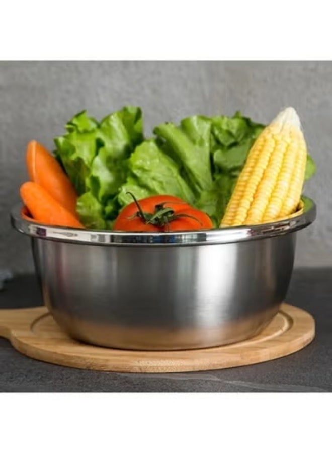 3-Piece Premium Stainless Steel Mixing Bowls Set 304 High Quality Sizes 28cm – 30cm – 32 cm Deep Kitchen Bowls for Cooking, Baking, Dough Preparation, Salad Mixing, Cake Batter, Egg Mixing and Pasta – Nesting Space Saving Design – Rust Resistant Food-Grade Kitchen Bowl Set for Modern Kitchen Use - Image 4