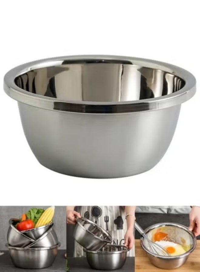 3-Piece Premium Stainless Steel Mixing Bowls Set 304 High Quality Sizes 28cm – 30cm – 32 cm Deep Kitchen Bowls for Cooking, Baking, Dough Preparation, Salad Mixing, Cake Batter, Egg Mixing and Pasta – Nesting Space Saving Design – Rust Resistant Food-Grade Kitchen Bowl Set for Modern Kitchen Use - Image 2