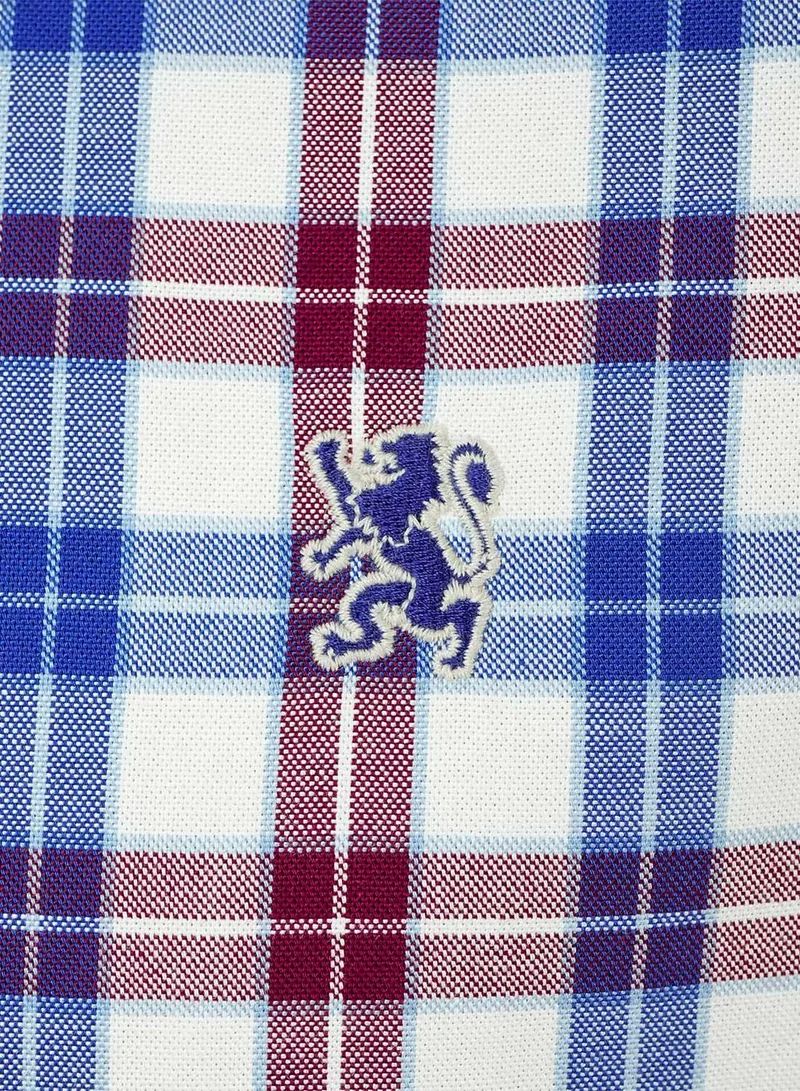 GIORDANO  Men's Cotton Oxford Shirt - Small Lion Embroidery, Slim Fit, Full Button for Men | Best Price UAE