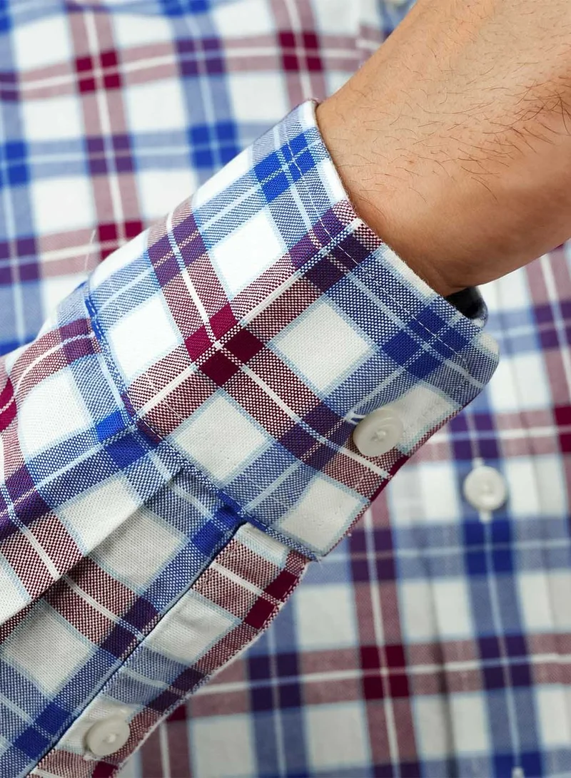 GIORDANO  Men's Cotton Oxford Shirt - Small Lion Embroidery, Slim Fit, Full Button for Men | Best Price UAE