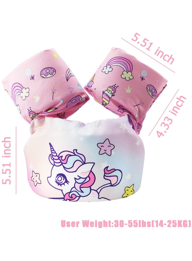 Mr. Penda Baby Pool Float Fit 30-55 Lbs, Kids Swimming Float with Arm Water Wings, Fun Ride-On Raft Pool Baby Beach Supplies for 2-6 Years Old Boy Girl (Pink Unicorn)  - Image 2