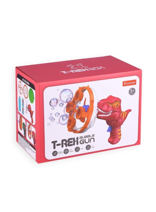Dinosaur Bubble Blower - Blows Extra Large Bubbles for Kids, Includes Bubble Solution, Batteries and Tray - Red - Image 4