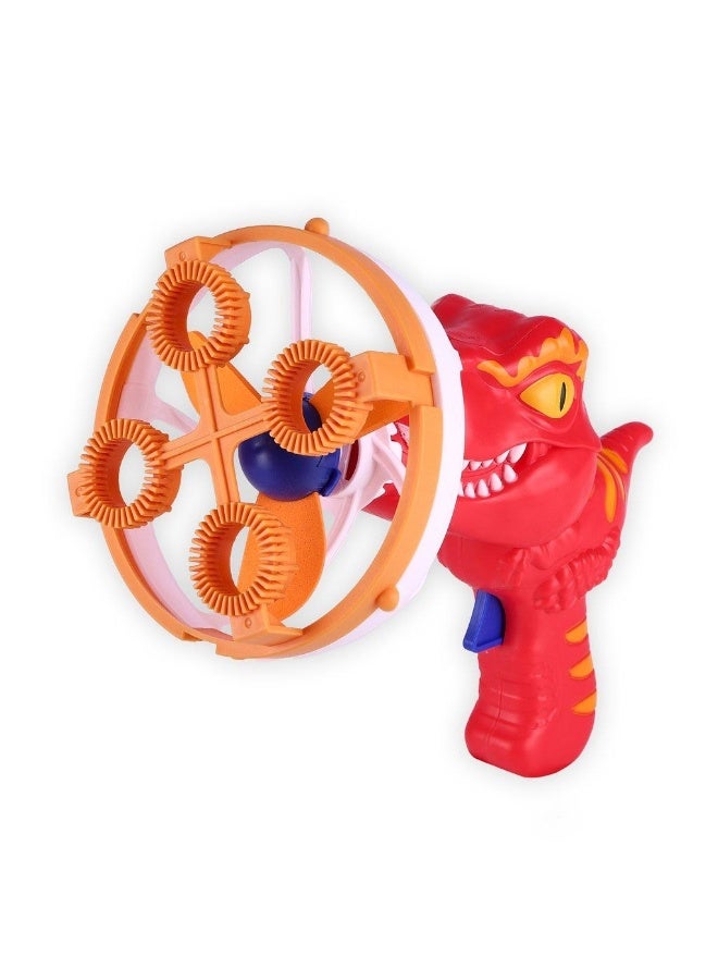 Dinosaur Bubble Blower - Blows Extra Large Bubbles for Kids, Includes Bubble Solution, Batteries and Tray - Red - Image 1