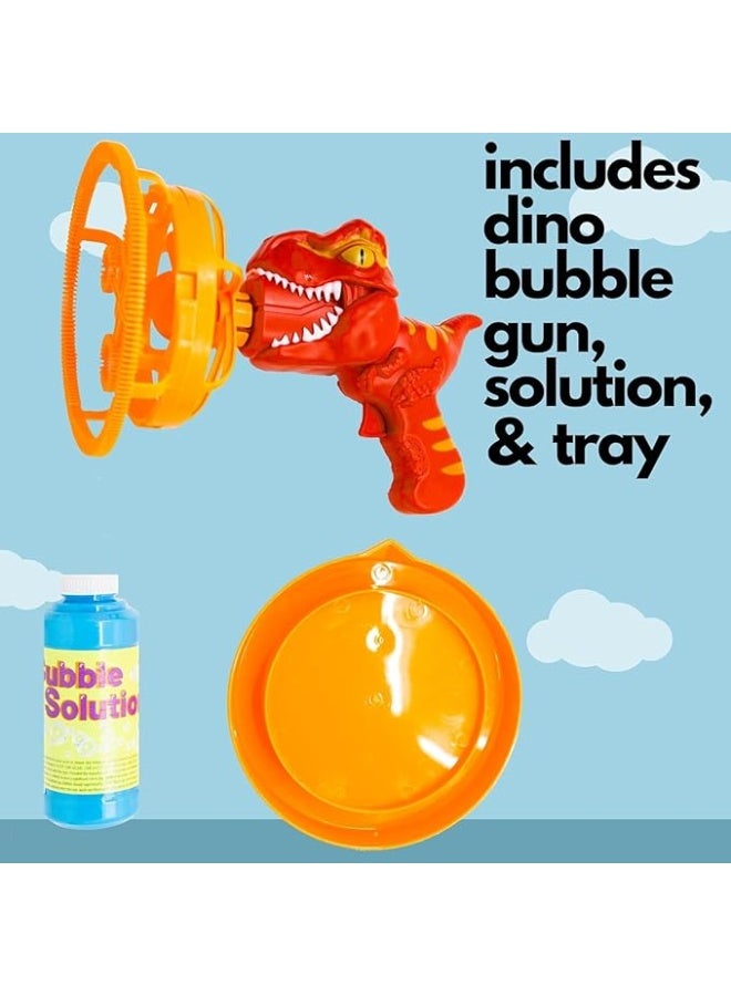 Dinosaur Bubble Blower - Blows Extra Large Bubbles for Kids, Includes Bubble Solution, Batteries and Tray - Red - Image 2