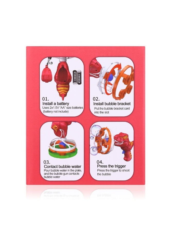 Dinosaur Bubble Blower - Blows Extra Large Bubbles for Kids, Includes Bubble Solution, Batteries and Tray - Red - Image 5