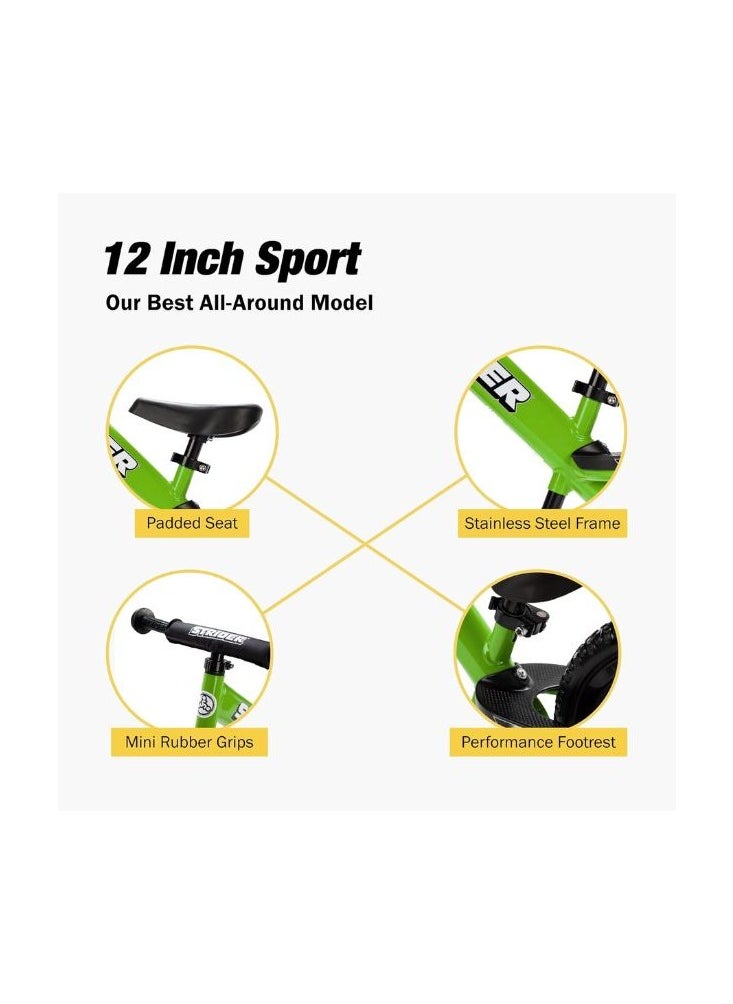 STRIDER - Strider 12” Sport Bike - No Pedal Balance Bicycle for Kids 18 Months to 5 Years - Includes Safety Pad, Padded Seat, Mini Grips & Flat-Free Tires - Tool-Free Assembly & Adjustments - Image 1