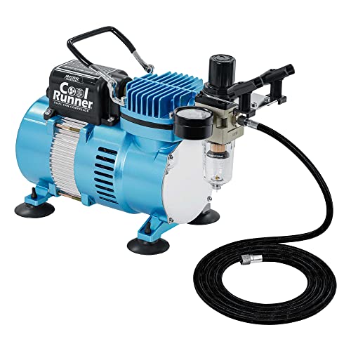 Master Airbrush Air Brush Kit with Air Compressor TC-320, 1/5 HP Cool Runner II Dual Fan with Regulator, Water Trap & Holder - Image 1