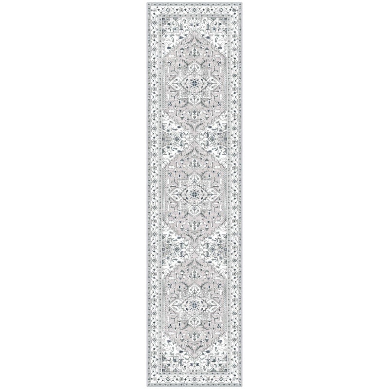 Yamaziot Washable Runner Rug, 2x8 Non-Slip Boho Vintage Hallway Rug with Rubber Backing, Low Pile Faux Wool Distressed Carpet Runner for Bedroom, Kitchen, Laundry, Entrance - Image 2