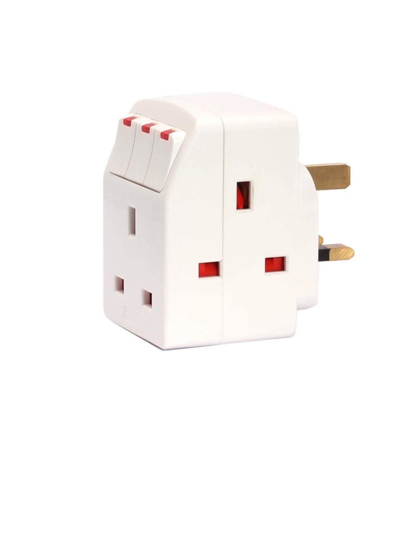 ESMA Approved 3Way British Plug Multi Adapter with Individual Switches, BS1362 Fused UK Plug Adaptor  - Image 1