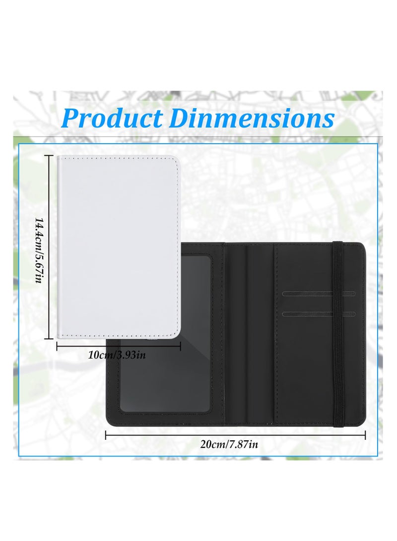 SYOSI 4 Pcs Sublimation Passport Holder Covers, PU Leather Heat Transfer Card Travel Wallet, White DIY Blank Holder Cover for Passport Business Cards Credit Cards, Not Easy To Fade (Black)  - Image 3