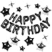 CANREVEL Happy Birthday Banner 13pcs 16 Inch Mylar Foil Letters with 12pcs Star Balloons Birthday Party Decorations 3D Black - Image 3