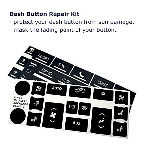 Ombialo AC Radio Dash Button Repair Stickers Decals Compatible with Cadillac 2007-2014 Escalade ESV EXT (AC16+Radio18) - Image 4