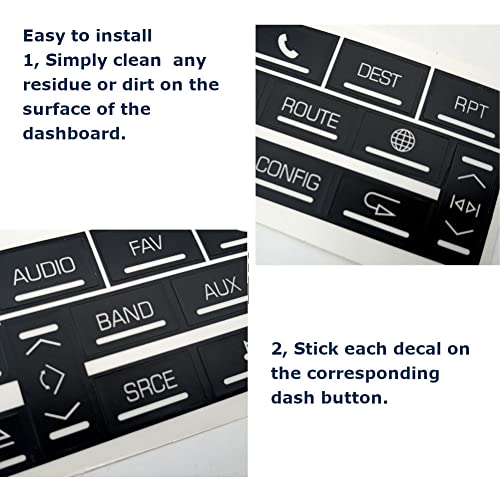 Ombialo AC Radio Dash Button Repair Stickers Decals Compatible with Cadillac 2007-2014 Escalade ESV EXT (AC16+Radio18) - Image 3