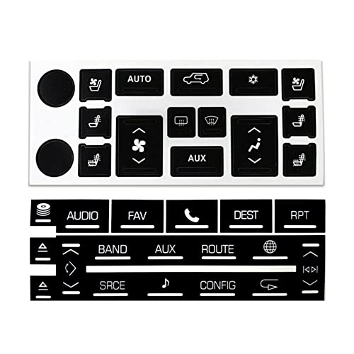 Ombialo AC Radio Dash Button Repair Stickers Decals Compatible with Cadillac 2007-2014 Escalade ESV EXT (AC16+Radio18) - Image 1