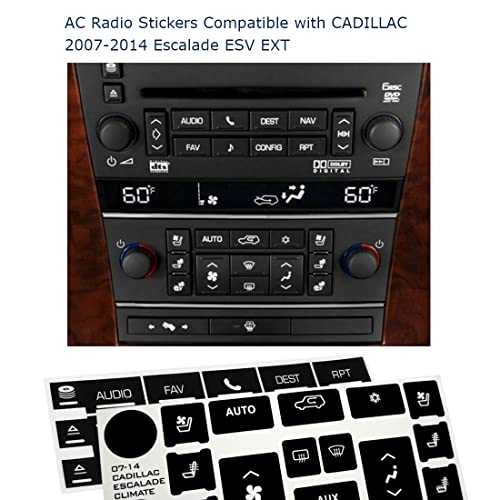 Ombialo AC Radio Dash Button Repair Stickers Decals Compatible with Cadillac 2007-2014 Escalade ESV EXT (AC16+Radio18) - Image 2
