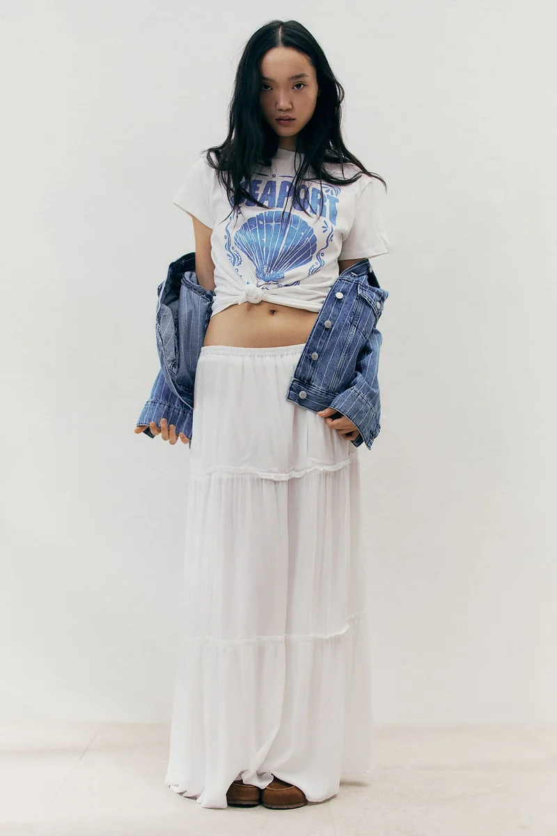 اتش اند ام تنورة ماكسي مجعدة