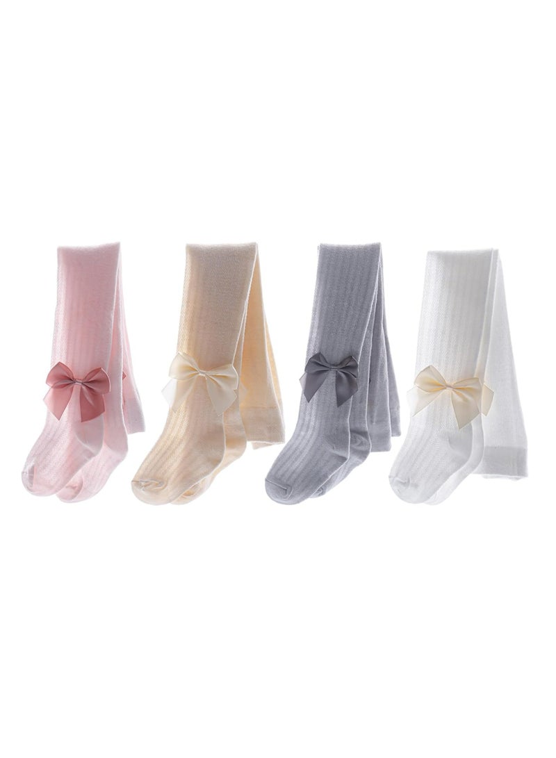 Oasisgalore Cotton Tights for Baby Girls, Bowknot Mesh Lace, Summer Hollowed Leggings, 3-5Y  - Image 1