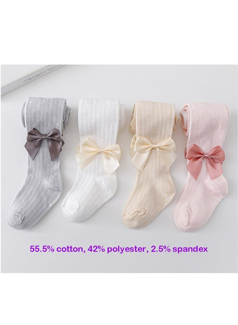 Oasisgalore Cotton Tights for Baby Girls, Bowknot Mesh Lace, Summer Hollowed Leggings, 3-5Y  - Image 2