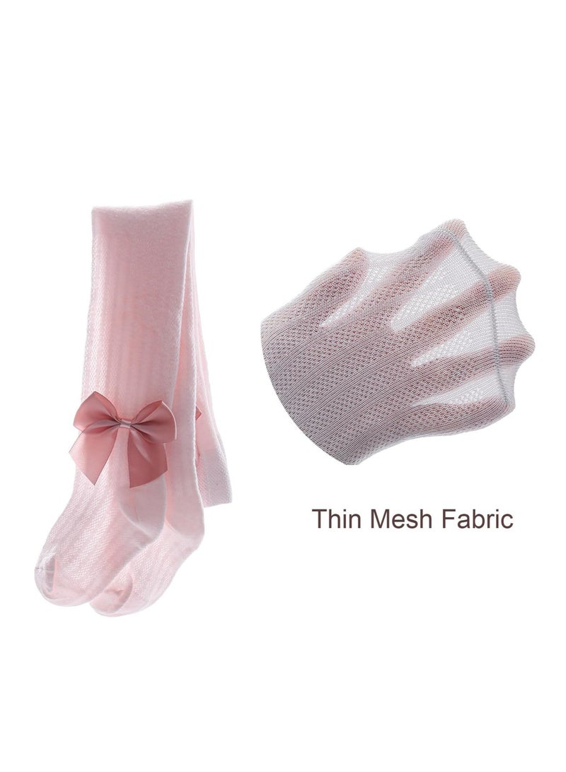 Oasisgalore Cotton Tights for Baby Girls, Bowknot Mesh Lace, Summer Hollowed Leggings, 3-5Y  - Image 3