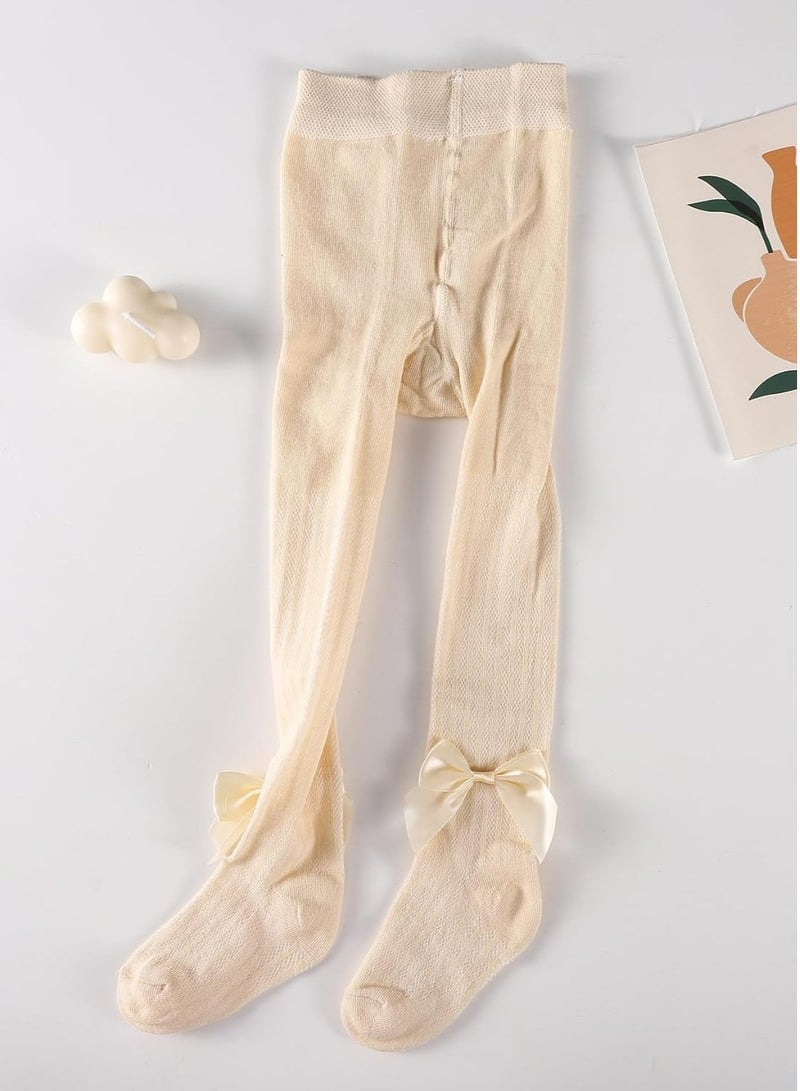Oasisgalore Cotton Tights for Baby Girls, Bowknot Mesh Lace, Summer Hollowed Leggings, 3-5Y  - Image 5