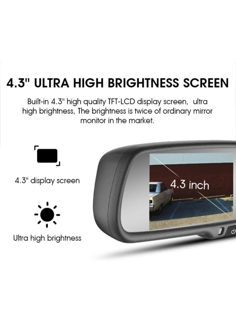 TFT Toyota Rearview Mirror Monitor with Backup Camera, 4.3-Inch Display, Includes Camera and Cables - Image 5