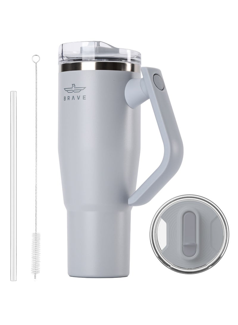 بريف تمب جارد تمبلر 1200مل - 18/8 ستانلس ستيل ترافل ماج, ثيرمال كوفي كوب, 2-إن-1 ليكبروف ليد وذ سترو & روتيتينج هاندل, إنسوليتد هوت & كولد بيفيرج ماج, كار كوب هولدر كومباتيبيل, ديورابل & ريوسابل كوفي ترافل ماج (أنتيك ليلاك جراي) - Image 1