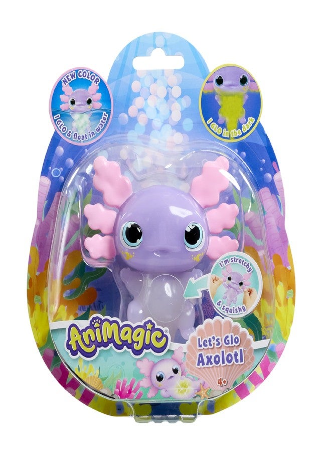 Animagic Let’s Glo Axolotl Glow-in-The-Dark Purple | Stretchy Squishy Light-Up Electronic Pet Glows & Floats in Water | Sensory Toy for Ages 4+ - Image 1