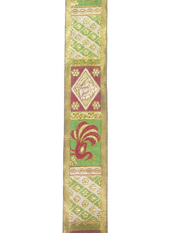 Gold with Intricate Peacock Design, 15 yards, Sewing Lace Trim - Image 1