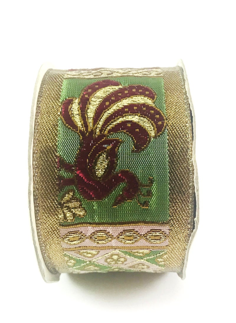 Gold with Intricate Peacock Design, 15 yards, Sewing Lace Trim - Image 2