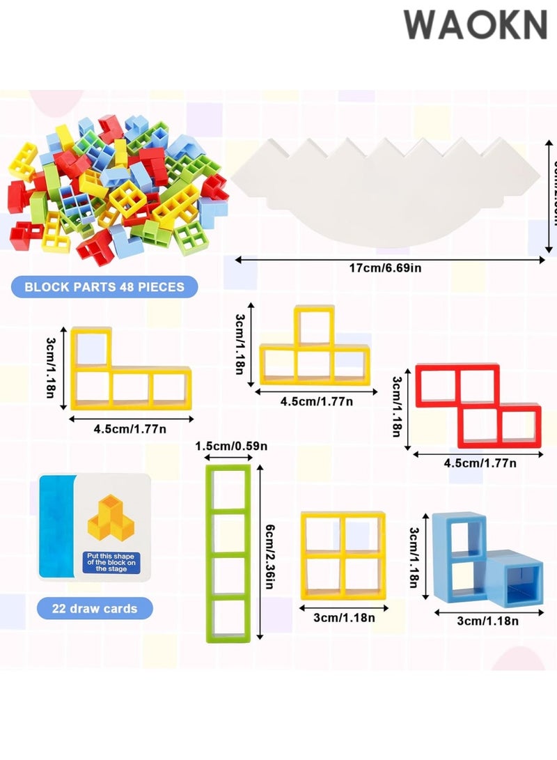 WAOKN 48pcs Stacking Balance Game - Fun Board Game for Kids & Adults, Creative Swing Stack High Challenge Toy for Family Game Nights, Parties & Travel, Educational STEM Toy for All Ages with Vibrant Colors - Image 4