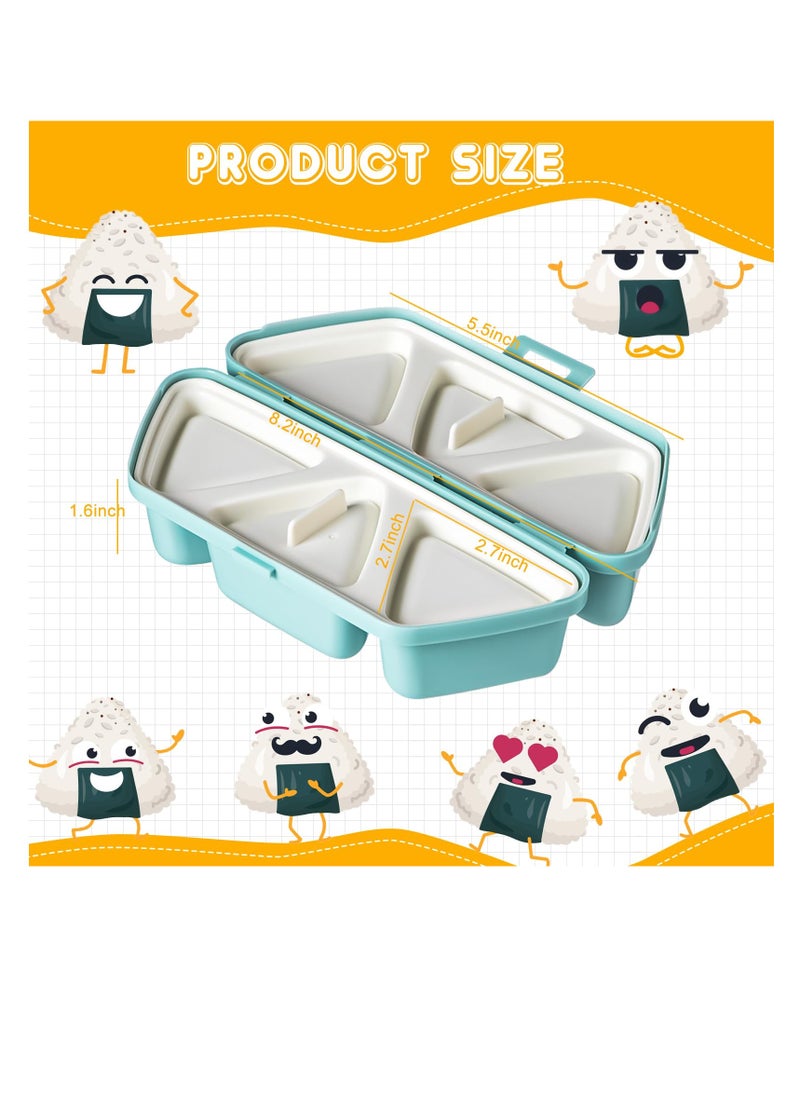 Onigiri Mold Set, 6 in 1 Triangle Rice Ball Mold, Once Quickly Make 6pcs Sushi, Once Cavity Press Onigiri Rice Balls, Non-stick Maker Tools, Sushi Mold for Making and Storing Onigiri