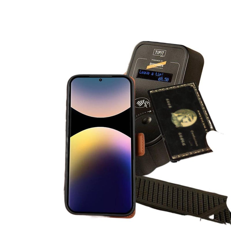 غطاء واقي بملمس جلد لـ Redmi Note 14 Pro مع حامل بطاقات وحامل قائم مع مقاوم للخدش باللون بني بوظيفة حامل عملي للاستخدام المتكرر خفيف الحمل سهل التخزين - Image 3