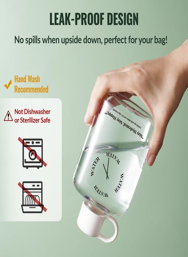 ان اي هوم زجاجة مياه صغيرة بيضاوية الشكل من NiHome سعة 360 مل مصنوعة من مادة تريتان، محمولة، مانعة للتسرب وخالية من مادة BPA، بتصميم عصري بسيط (أبيض) - Image 3