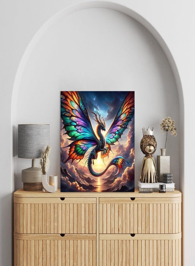 مجموعة أدوات الرسم الماسي Ekuxom Dragon للبالغين، مجموعة أدوات الرسم الماسي خماسية الأبعاد للمبتدئين، مجموعة أدوات الرسم الماسي الدائرية الكاملة DIY للأعمال اليدوية وتزيين جدران المنزل كهدية مقاس 14 × 14 بوصة - Image 4