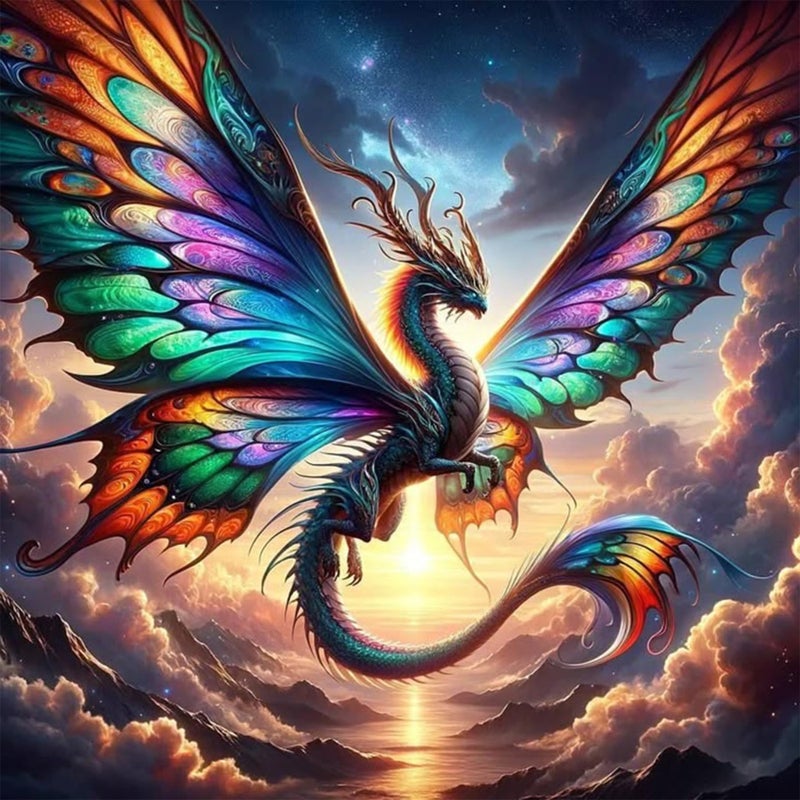 مجموعة أدوات الرسم الماسي Ekuxom Dragon للبالغين، مجموعة أدوات الرسم الماسي خماسية الأبعاد للمبتدئين، مجموعة أدوات الرسم الماسي الدائرية الكاملة DIY للأعمال اليدوية وتزيين جدران المنزل كهدية مقاس 14 × 14 بوصة - Image 1